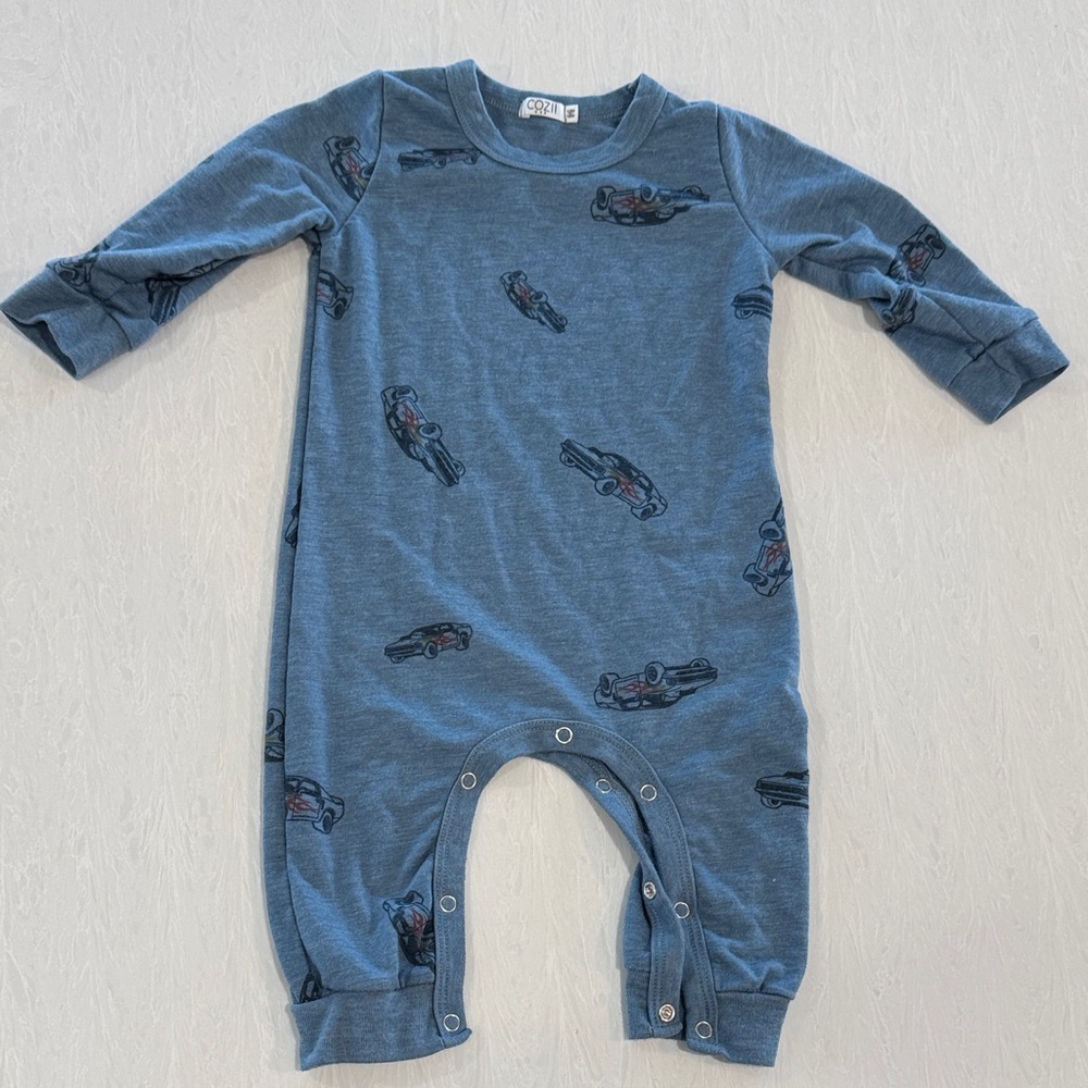 Cozii USA Blue Kids One Piece with Car Print 12-18 months